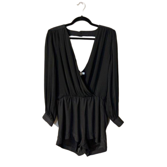 Anthropologie Parker Black Romper M Medium SILK - Picture 1 of 7